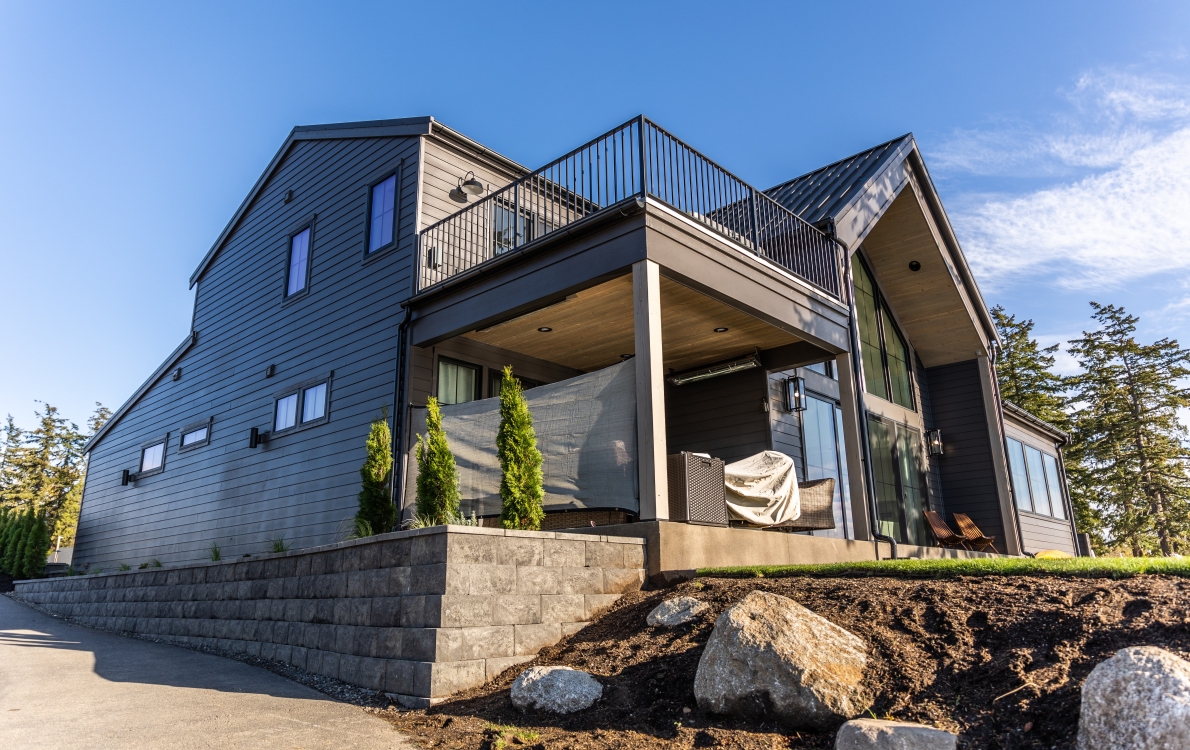 Landscaping and retaining wall