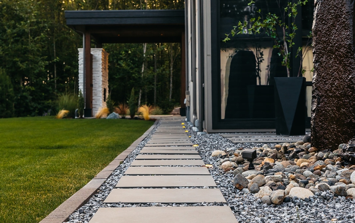 Water features, Outdoor Kitchen, Fiberglass Spa, Pavers, Landscape Lighting, Artificial Turf