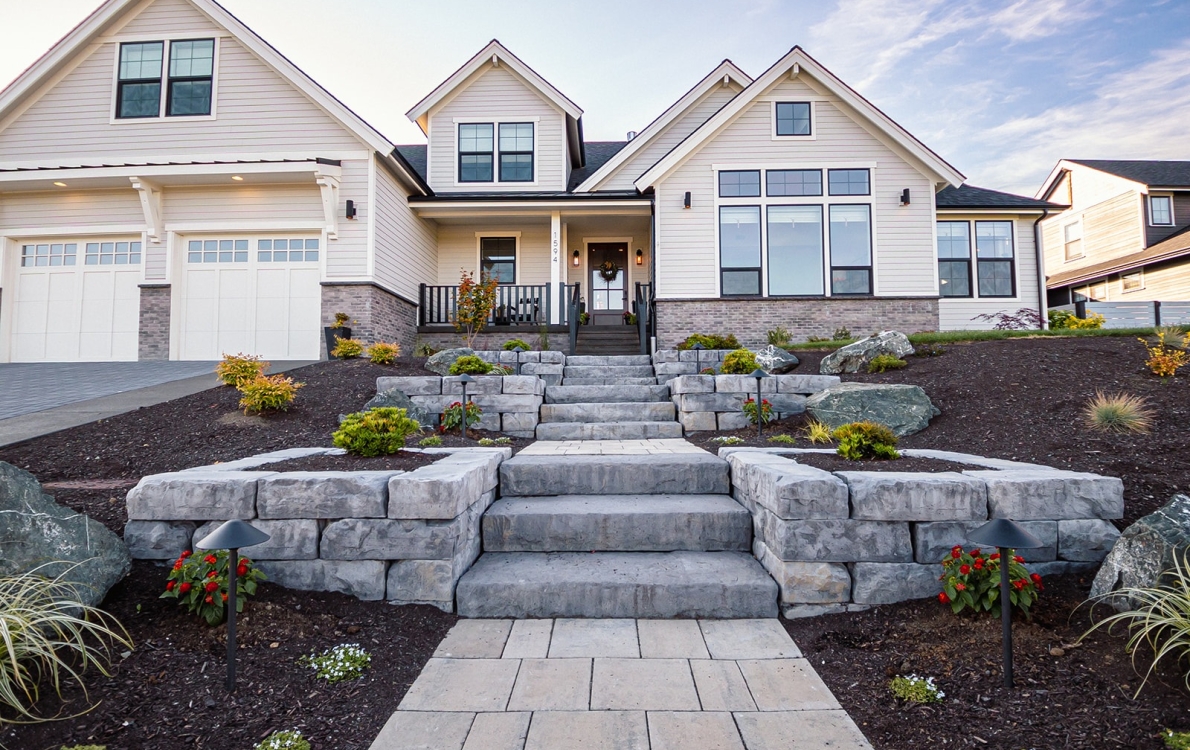 Hardscaping with large boulders
